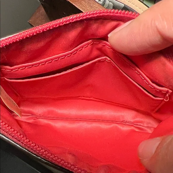 Coach Red & Light Pink Signature Wristlet - Picture 7 of 11